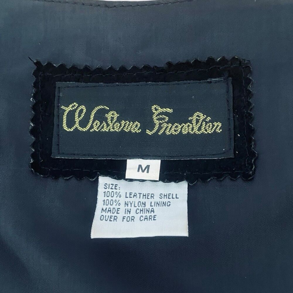 Vintage Western Frontier Snap Vest Men's M Genuine Suede Leather Black Pockets - Picture 5 of 6